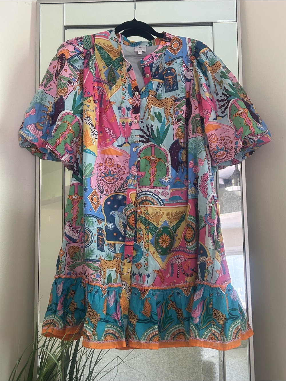 Printed Cotton Dress — Multicolor
